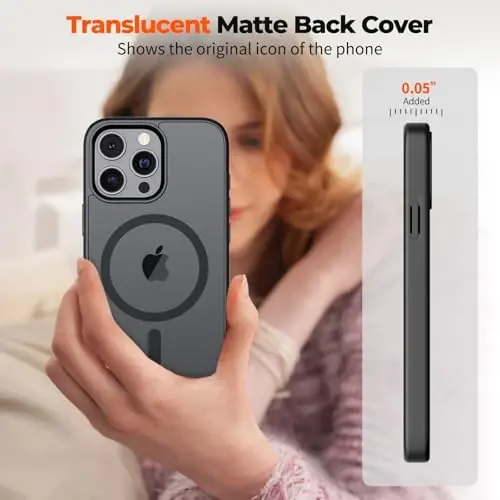 iPhone 16 Pro Max için zapica Manyetik Kılıf, [MagSafe ile Uyumlu] [Askeri Sınıf Düşme Koruması] Yarı Saydam Mat Darbeye Dayanıklı Çizilmez Telefon Kılıfı, Siyah - 7