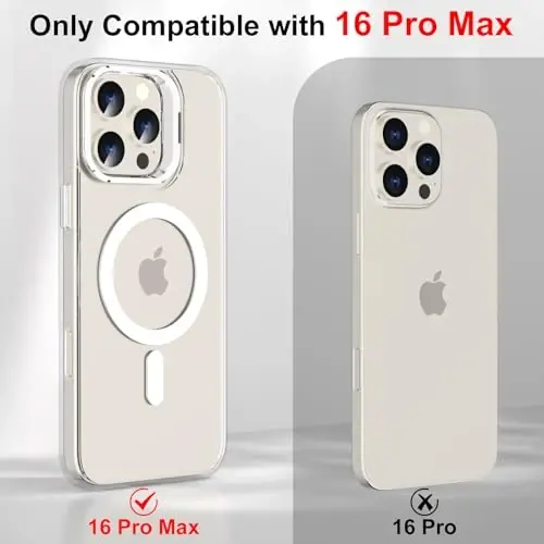 Designed for iPhone 16 Pro Max Case Magnetic with Kickstand,Slim Shockproof Military protecive Buil-in Camera Ring Stand Phone Cover Case for 16 Pro Max 6.9inch 2024 (Crystal) - 3