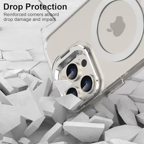 Designed for iPhone 16 Pro Max Case Magnetic with Kickstand,Slim Shockproof Military protecive Buil-in Camera Ring Stand Phone Cover Case for 16 Pro Max 6.9inch 2024 (Crystal) - 6