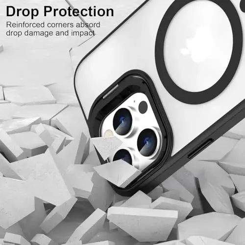 Designed for iPhone 16 Pro Max Case Magnetic with Kickstand,Slim Shockproof Military protecive Buil-in Camera Ring Stand Phone Cover Case for 16 Pro Max 6.9inch 2024 (Dark) - 5