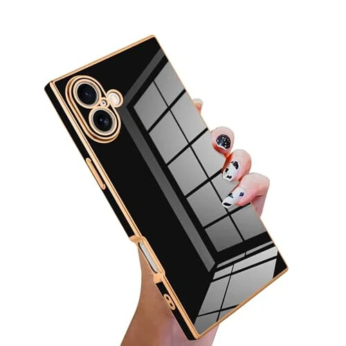 KANGHAR Case Compatible with iPhone 16 Pro Max Luxury Cute Plating Design Case Full-Body Anti-Scratch Shockproof Bumper Protective Cover for iPhone 16 Pro Max 6.9 Inch Black - KANGHAR