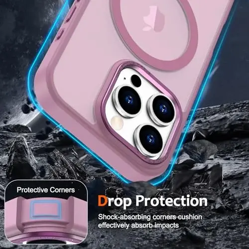 Anuck Case for iPhone 16 Pro Max Case Magnetic Phone Case Compatible with MagSafe, Soft TPU Bumper Hard Translucent Matte Back Slim Fit Shockproof Protective Cover for Men Women Girls - Grape Purple - 4