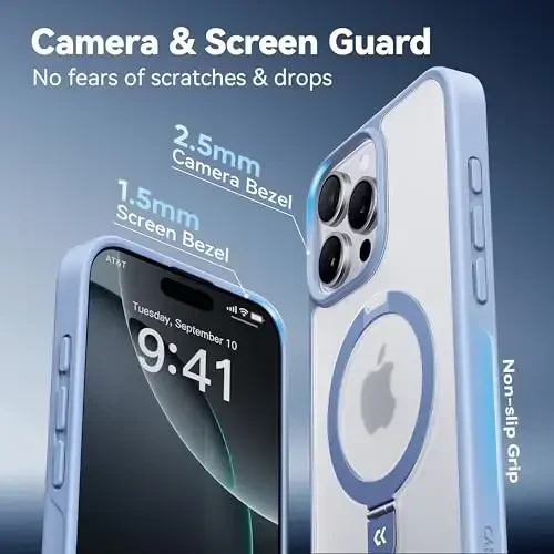 CASEKOO Ultra-Magnetic Stand for iPhone 16 Pro Max Case [Military Drop Protection] [Compatible with MagSafe] Shockproof Translucent Matte Slim Ring Holder Case for iPhone 16 ProMax 6.9