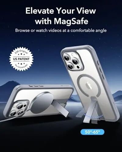 ESR for iPhone 16 Pro Max Case with Kickstand, Military-Grade Shockproof Protection, Magnetic Fully Adjustable Flickstand Phone Case, Compatible with MagSafe Accessories, Boost Series, Clear Grey - 2