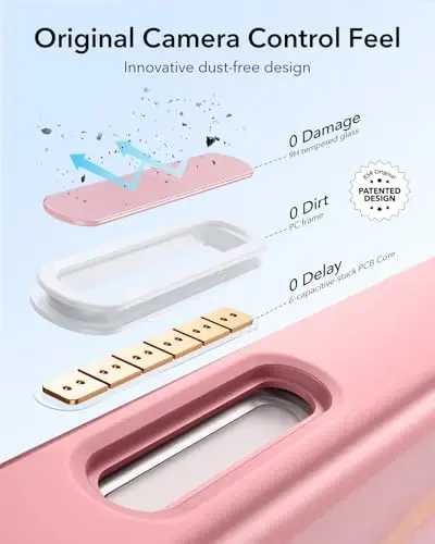 ESR for iPhone 16 Pro Max Case,Camera Control Button Compatible with MagSafe, Military-Grade Protective Case, Built-in Stash Stand Phone Case, Classic Series, Frosted Pink - 4