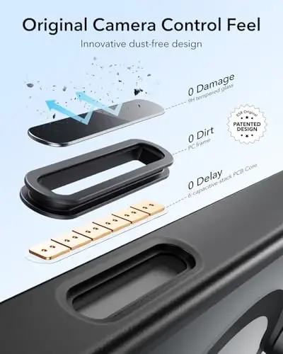 ESR for iPhone 16 Pro Max Case,Camera Control Button Compatible with MagSafe, Military-Grade Protective Case, Built-in Stash Stand Phone Case Classic Series, Frosted Black - 3