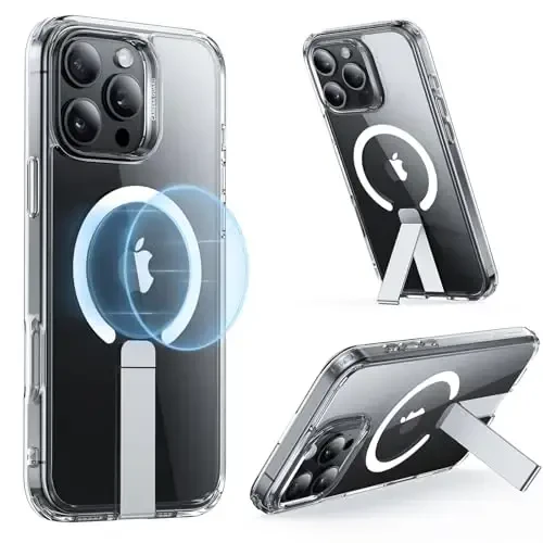 ESR for iPhone 16 Pro Max Case with Kickstand, Compatible with MagSafe, Magnetic Case for iPhone 16 Pro Max, Fully Adjustable Flickstand, Military-Grade Shockproof, Boost Series, Clear - ESR