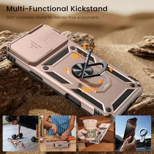 Goton Compatible for iPhone 16 Pro Max Case with Screen Protector - Slide Camera Cover Protective Phone Case with Ring Stand, Heavy Duty Shockproof Rugged Bumper for iPhone 16 Promax Accessories - 5