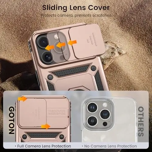 Goton Compatible for iPhone 16 Pro Max Case with Screen Protector - Slide Camera Cover Protective Phone Case with Ring Stand, Heavy Duty Shockproof Rugged Bumper for iPhone 16 Promax Accessories - 6