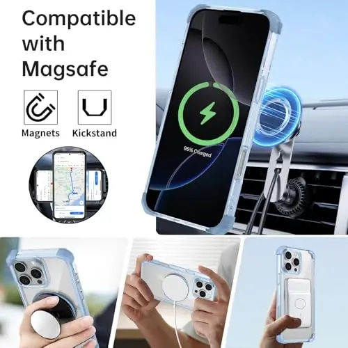 IYTRRYH for iPhone 16 Pro Max Case Magnetic Compatible with MagSafe Wireless Charging,with 2 Screen Protectors,for 16 Pro Max Case with Kickstand Ring,Military Grade Drop Protection Shockproof Blue - IYTRRYH (1)