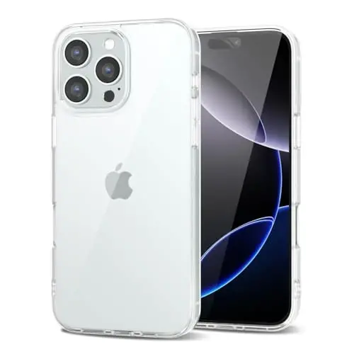 LoeoeL for iPhone 16 Pro Max Case Clear, Transparent Hybrid 16 Pro Max Phone Case [Hard Plastic & Soft Silicone Bumper] Acrylic Non Yellowing Thin Slim Protective Cover for Women, Crystal Clear 