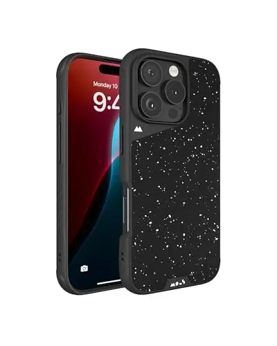 iPhone 16 Pro Max Kılıfı için Mous MagSafe Uyumlu - Limitless 6.0 - Benekli Siyah Kumaş - Koruyucu Darbeye Dayanıklı Telefon Kapağı 