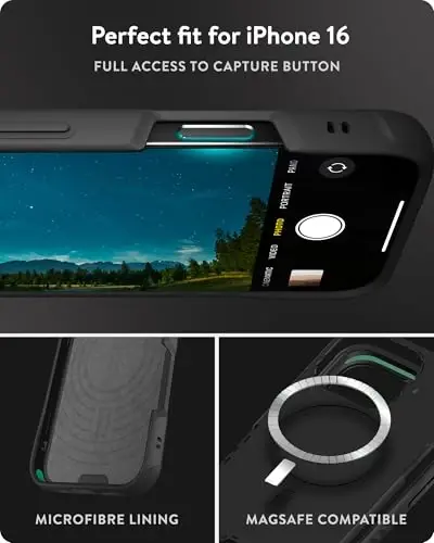 iPhone 16 Pro Max Kılıfı için Mous MagSafe Uyumlu - Limitless 6.0 - Benekli Siyah Kumaş - Koruyucu Darbeye Dayanıklı Telefon Kapağı - 4