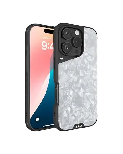 iPhone 16 Pro Max Kılıfı için Mous MagSafe Uyumlu - Limitless 6.0 - Gümüş İnci - Koruyucu Darbeye Dayanıklı Telefon Kapağı 