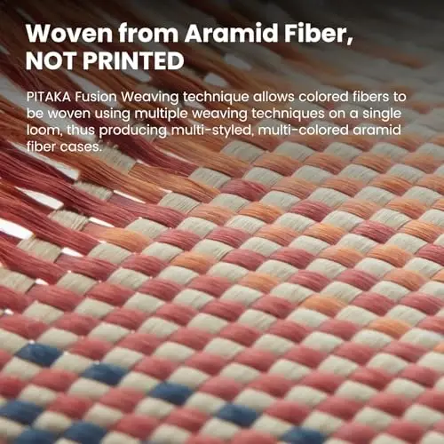 pitaka for iPhone 16 Pro Max Case Compatible with MagSafe, Thin & Light Case iPhone 16 Pro Max with a Caseless Feel, 1500D Aramid Fiber Woven [Tactile Woven-Sunset] - 2