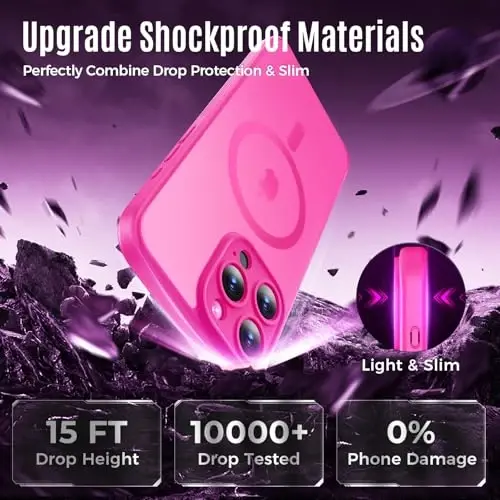iPhone 16 Pro Max Kılıfı için Symcele Tasarımı, MagSafe ile Uyumlu, X2 Gizlilik Ekran Koruyucularıyla, [Kamera Koruması] [15FT Askeri Düşme Koruması] Darbeye Dayanıklı Telefon Kılıfı, 2024, Sıcak Pembe - 5