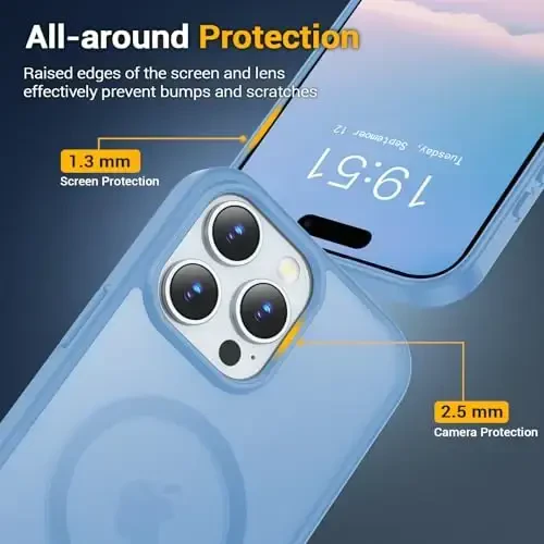 Temdan for iPhone 16 Pro Max Case, Compatible with Magsafe, Anti-Yellowing, Military-Grade Protection, Shockproof Slim Magnetic Phone Case Cover, Sierra Blue - 4