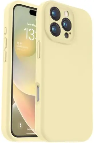 Vooii Compatible with iPhone 16 Pro Max Case, Liquid Silicone Upgrade [Camera Protection] [Soft Anti-Scratch Microfiber Lining] Shockproof Phone Case for iPhone 16 Pro Max 6.9 inch - Creamy Yellow - 1