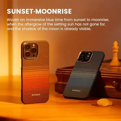 pitaka for iPhone 16 Pro Max Case Compatible with MagSafe, Thin & Light Case iPhone 16 Pro Max with a Caseless Feel, 1500D Aramid Fiber Woven [Tactile Woven-Moonrise] 