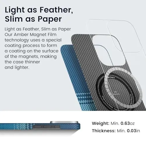 pitaka for iPhone 16 Pro Max Case Compatible with MagSafe, Thin & Light Case iPhone 16 Pro Max with a Caseless Feel, 1500D Aramid Fiber Woven [Tactile Woven-Moonrise] - 4