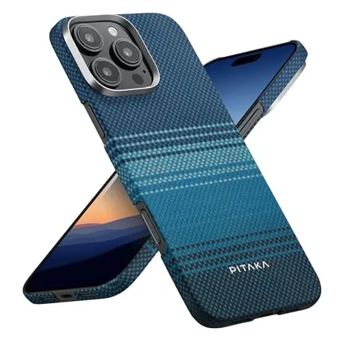 pitaka for iPhone 16 Pro Max Case Compatible with MagSafe, Thin & Light Case iPhone 16 Pro Max with a Caseless Feel, 1500D Aramid Fiber Woven [Tactile Woven-Moonrise] - 6