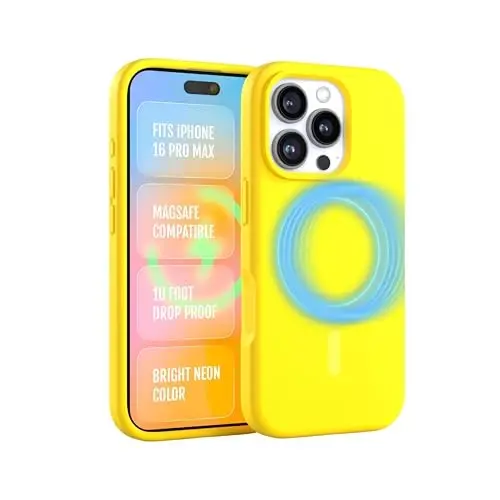 FELONY CASE for Apple iPhone 16 Pro Max Case - MagSafe Phone Case, Liquid Silicone, Vibrant Neon Color with Anti-Scratch Microfiber Lining, Non-Slip Grip & 360° Shockproof Protection (Yellow) - 2