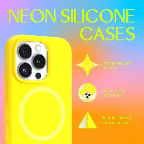 FELONY CASE for Apple iPhone 16 Pro Max Case - MagSafe Phone Case, Liquid Silicone, Vibrant Neon Color with Anti-Scratch Microfiber Lining, Non-Slip Grip & 360° Shockproof Protection (Yellow) - 3