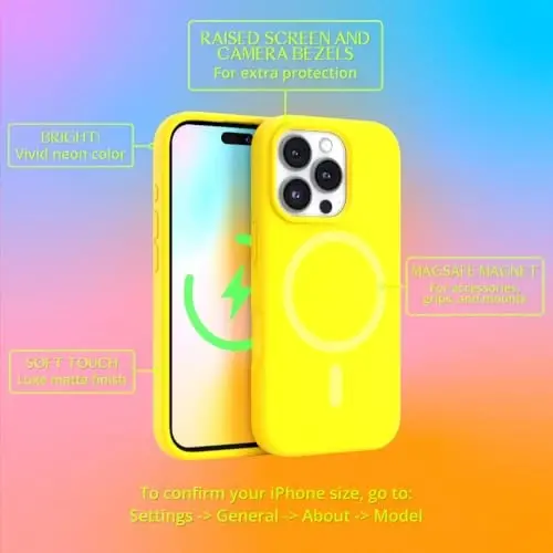 FELONY CASE for Apple iPhone 16 Pro Max Case - MagSafe Phone Case, Liquid Silicone, Vibrant Neon Color with Anti-Scratch Microfiber Lining, Non-Slip Grip & 360° Shockproof Protection (Yellow) - 4