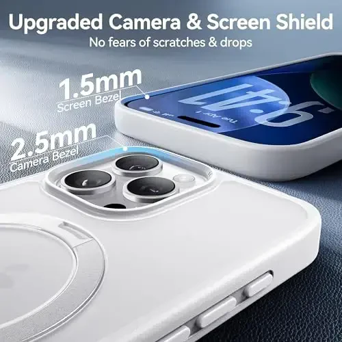 iPhone 16 Pro Max uchun CASEKOO Ultra-Magnetic stendi [Harbiy tomchidan himoya] [MagSafe bilan mos] Zarba o'tkazmaydigan shaffof matli ingichka halqali ushlagichli g'ilof iPhone 16 ProMax 6.9