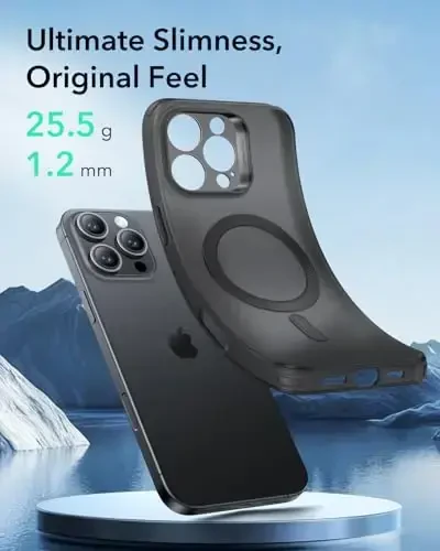 iPhone 16 Pro Max uchun ESR g'ilofi, MagSafe bilan mos, kamera himoyasi, zarbaga chidamli yupqa qopqoq, sarg'ayish va tirnalishga qarshi, iPhone 16 Pro Max uchun magnitli telefon g'ilofi, Zero Serie, muzli qora - 3