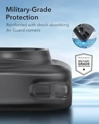 iPhone 16 Pro Max uchun ESR g'ilofi, MagSafe bilan mos, kamera himoyasi, zarbaga chidamli yupqa qopqoq, sarg'ayish va tirnalishga qarshi, iPhone 16 Pro Max uchun magnitli telefon g'ilofi, Zero Serie, muzli qora - 6