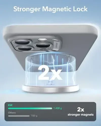 iPhone 16 Pro Max uchun MagSafe bilan ESR g‘ilofi, magnit zaryadlashni qo‘llab-quvvatlaydi, silliq va ingichka silikon g‘ilof, zarbga chidamli, to‘liq ekran va kamera himoyasi, yumshoq mikrofiber astar, kulrang - 3