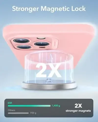 iPhone 16 Pro Max uchun MagSafe bilan ESR g‘ilofi, magnit zaryadlashni qo‘llab-quvvatlaydi, silliq va ingichka silikon g‘ilof, zarbga chidamli, to‘liq ekran va kamera himoyasi, yumshoq mikrofiber astar, pushti - 4