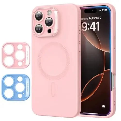 iPhone 16 Pro Max uchun MagSafe bilan ESR g‘ilofi, magnit zaryadlashni qo‘llab-quvvatlaydi, silliq va ingichka silikon g‘ilof, zarbga chidamli, to‘liq ekran va kamera himoyasi, yumshoq mikrofiber astar, pushti - ESR