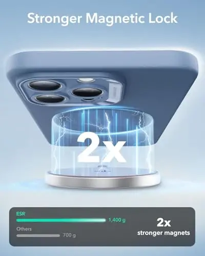 iPhone 16 Pro Max uchun MagSafe bilan ESR g‘ilofi, Magnitli zaryadlashni qo‘llab-quvvatlaydi, Silliq va ingichka silikon g‘ilof, Zarba o‘tkazmaydigan, To‘liq ekran va kamera himoyasi, Yumshoq mikrofiber astar, Och ko‘k - 3