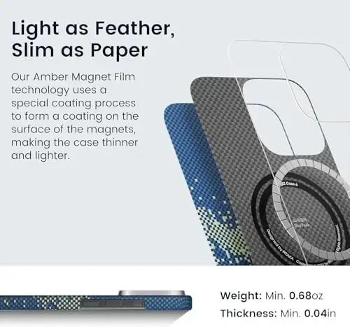 iPhone 16 Pro Max uchun MagSafe bilan mos keladigan Pitaka g'ilofi, Yupqa va Yengil G'ilof iPhone 16 Pro Max uchun g'ilofsiz his bilan, 1500D Aramid tolali to'quv [Taktil to'quv-Sut yo'li galaktikasi] - 4