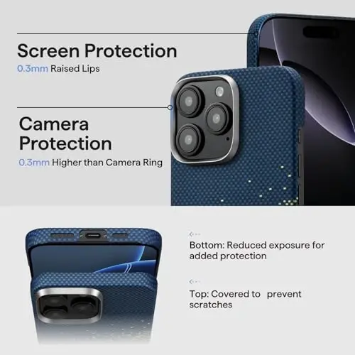 iPhone 16 Pro Max uchun MagSafe bilan mos keladigan pitaka, yupqa va engil g'ilof iPhone 16 Pro Max uchun g'ilofsiz tuyg'u bilan, 1500D aramid tolali to'quv [Taktil to'quv-Oy chi - 5