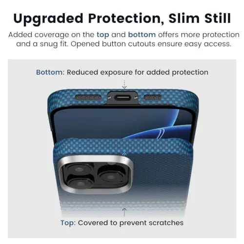 iPhone 16 Pro Max uchun MagSafe bilan mos keladigan pitaka, yupqa va engil g'ilof iPhone 16 Pro Max uchun g'ilofsiz tuyg'u bilan, 1500D aramid tolali to'quv [Taktil to'quv-Oy chi - 3