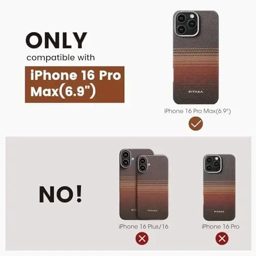 iPhone 16 Pro Max uchun MagSafe bilan mos keladigan pitaka, Yupqa va Yengil G'ilof iPhone 16 Pro Max g'ilofsiz his qilish bilan, 1500D Aramid tolasi to'qilgan [Taktil to'quv-Kun botishi] - 4