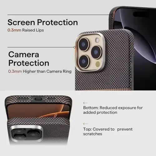 iPhone 16 Pro Max uchun MagSafe bilan mos keladigan pitaka, Yupqa va Yengil G'ilof iPhone 16 Pro Max g'ilofsiz his qilish bilan, 1500D Aramid tolasi to'qilgan [Taktil to'quv-Kun botishi] - 6