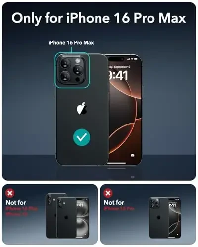 iPhone 16 Pro Max uchun MagSafe'li ESR g'ilofi, magnit zaryadlashni qo'llab-quvvatlaydi, silliq va ingichka silikon g'ilof, zarbga chidamli, to'liq ekran va kamera himoyasi, yumshoq mikrofiber astar, qora - 2