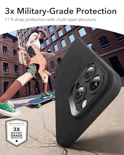 iPhone 16 Pro Max uchun MagSafe'li ESR g'ilofi, magnit zaryadlashni qo'llab-quvvatlaydi, silliq va ingichka silikon g'ilof, zarbga chidamli, to'liq ekran va kamera himoyasi, yumshoq mikrofiber astar, qora - 3