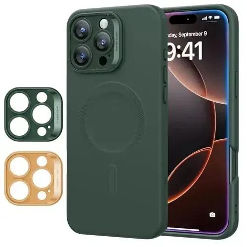 iPhone 16 Pro Max uchun MagSafe'li ESR g'ilofi, magnit zaryadlashni qo'llab-quvvatlaydi, silliq va ingichka silikon g'ilof, zarbga chidamli, to'liq ekran va kamera himoyasi, yumshoq mikrofiber astar, yashil 