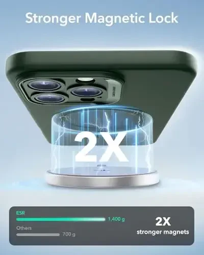 iPhone 16 Pro Max uchun MagSafe'li ESR g'ilofi, magnit zaryadlashni qo'llab-quvvatlaydi, silliq va ingichka silikon g'ilof, zarbga chidamli, to'liq ekran va kamera himoyasi, yumshoq mikrofiber astar, yashil - 4