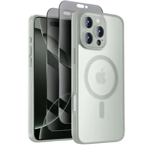 iPhone 16 Pro Max uchun Symcele dizayni, MagSafe bilan mos keladi, maxfiylik ekranini himoya qiluvchi X2, [Kamera himoyasi] [15FT harbiy tomchidan himoya] zarbga chidamli telefon qutisi, 2024, Calke Green - SYMCELE