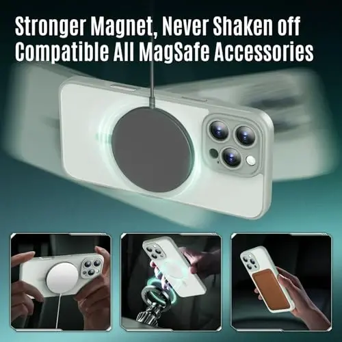 iPhone 16 Pro Max uchun Symcele dizayni, MagSafe bilan mos keladi, maxfiylik ekranini himoya qiluvchi X2, [Kamera himoyasi] [15FT harbiy tomchidan himoya] zarbga chidamli telefon qutisi, 2024, Calke Green - 3