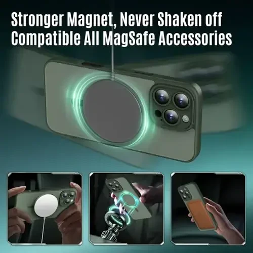 iPhone 16 Pro Max uchun Symcele dizayni, MagSafe bilan mos, X2 maxfiylik ekran himoyachilari bilan, [Kamera himoyasi] [15FT Harbiy tomchi himoyasi] Zarba o'tkazmaydigan telefon qutisi, 2024, Alp tog'lari yashili - 3