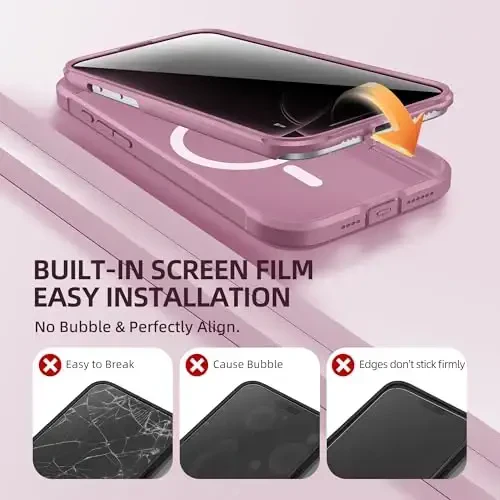 BERFY for iPhone 16 Pro Case, Compatible with MagSafe, Built-in Privacy Screen Protector and Camera Protection, Anti-Spy Full Body Shockproof Matte Phone Case for 16 Pro 6.3