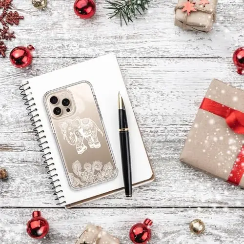 iPhone 16 Pro uchun ekran himoyachisi bilan bicol g'ilofi, takomillashtirilgan kamera himoyasi, qizlar va ayollar uchun moda dizaynlari bilan billur akril tiniq, ingichka himoya telefon qopqog'i, chiroyli fil - 6