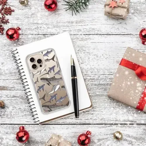 bicol for iPhone 16 Pro Case with Screen Protector, Enhanced Camera Protection, Crystal Acrylic Clear with Fashionable Designs for Girls Women, Slim Fit Protective Phone Cover, Beautiful Whales - 6